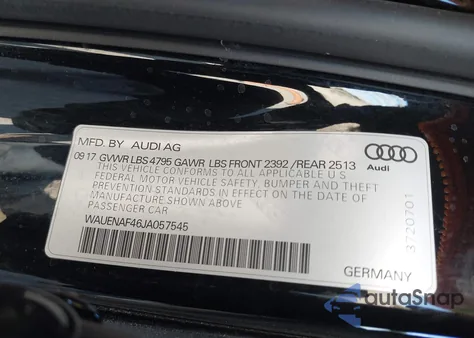 2018 Audi A4 2.0T Premium/2.0T Tech Premium from USA, damaged, VIN WAUENAF46JA057545